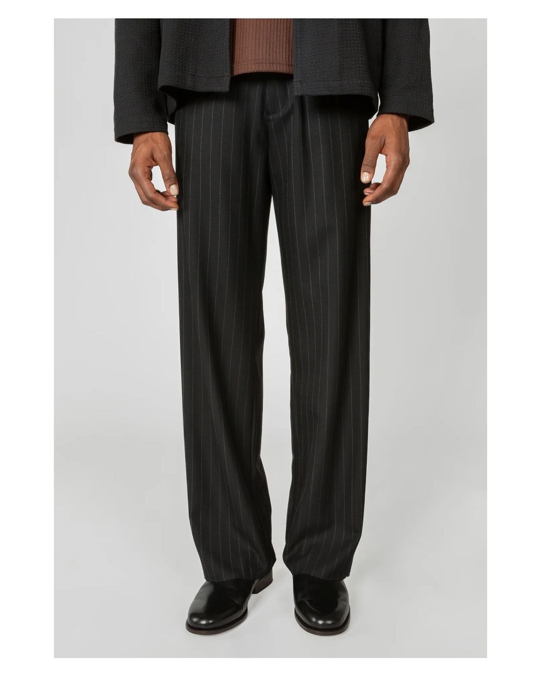 Wide leg pinstripe pants