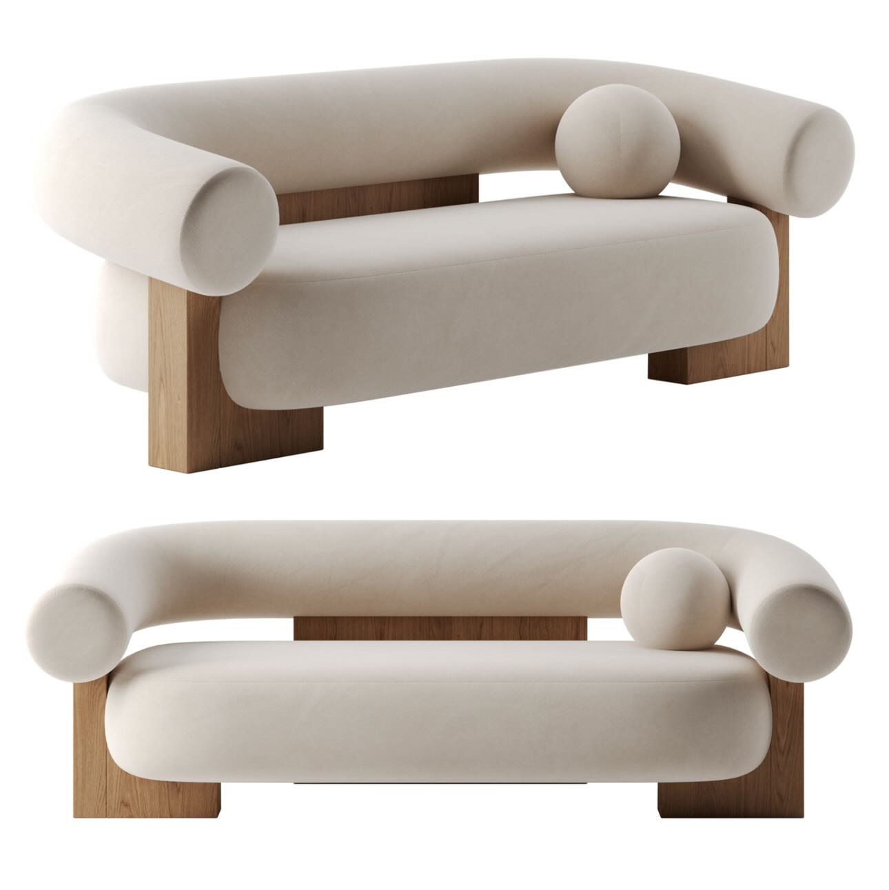 UPHOLSTERED SOFA WITH WOOD FINISH (Zaccai)
