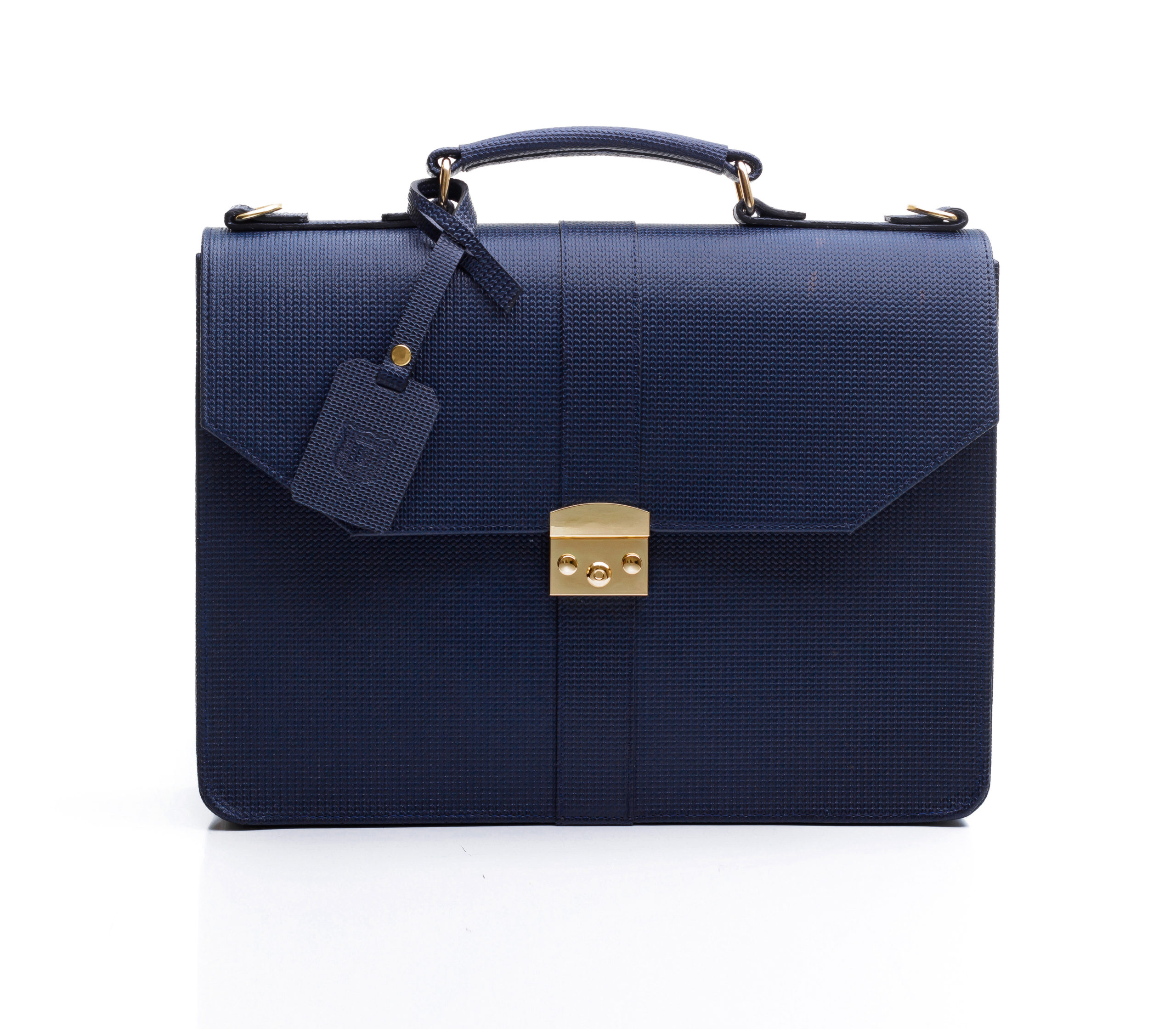 Naju Leather Briefcase – Navy Blue