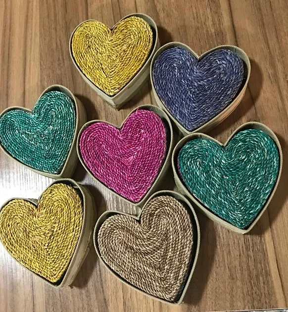 Woven Heart Coasters and Caddy