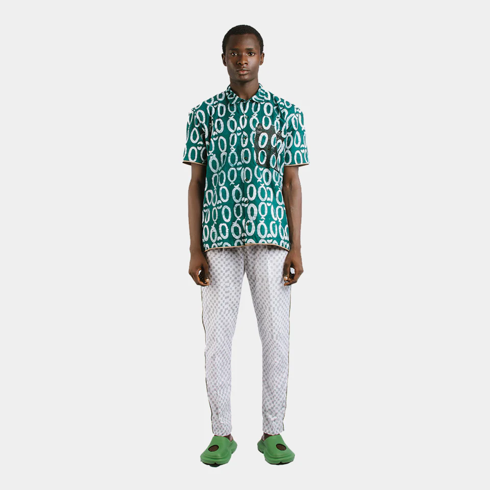 Oh Oh Green Shirt with Embroidered Pocket