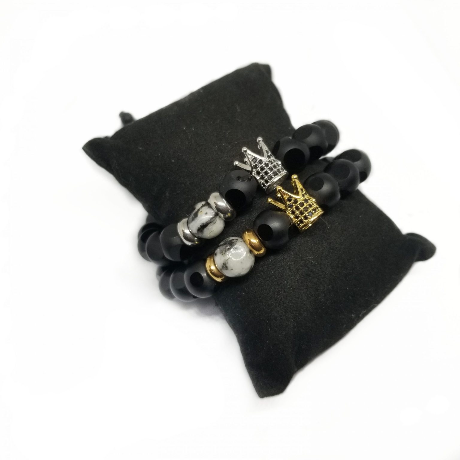 HIS & HERS Black Matte Onyx Gemstone bracelets