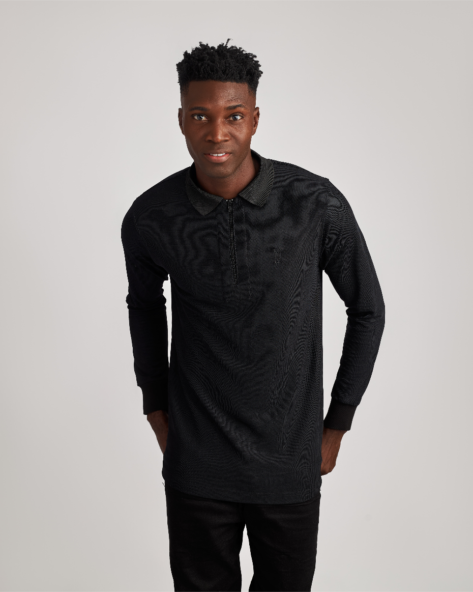 Long Sleeve Zipper Polo Shirt
