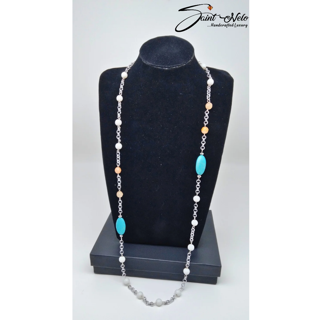 9-5 white turquoise mix necklace