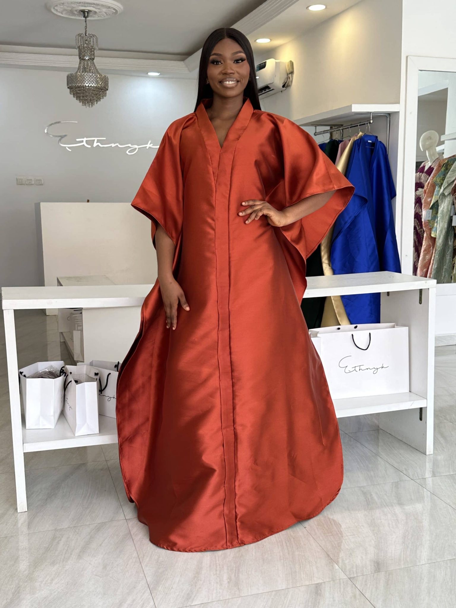 Ama Luxe Kaftan – Alloy Orange