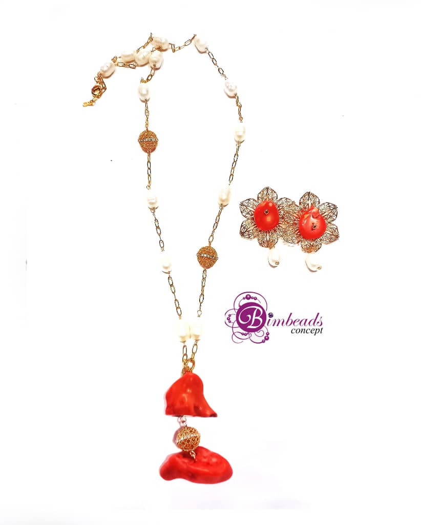 Bimbeads Pearl with Coral